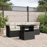 Set mobilier de grădină cu perne, 5 piese, negru, poliratan GartenMobel Dekor
