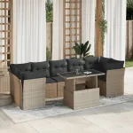 Set mobilier de grădină cu perne, 8 piese gri deschis poliratan GartenMobel Dekor