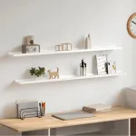 Rafturi de perete, 2 buc., alb extralucios, 115x9x3 cm GartenMobel Dekor