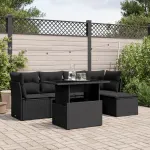 Set mobilier de grădină cu perne, 6 piese, negru, poliratan GartenMobel Dekor