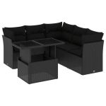 Set mobilier de grădină cu perne, 6 piese, negru, poliratan GartenMobel Dekor