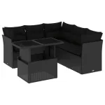 Set mobilier de grădină cu perne, 6 piese, negru, poliratan GartenMobel Dekor
