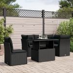 Set mobilier de grădină cu perne, 6 piese, negru, poliratan GartenMobel Dekor