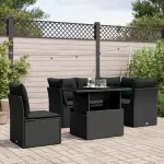 Set mobilier de grădină cu perne, 6 piese, negru, poliratan GartenMobel Dekor