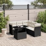 Set mobilier de grădină cu perne, 6 piese, negru, poliratan GartenMobel Dekor