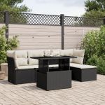 Set mobilier de grădină cu perne, 6 piese, negru, poliratan GartenMobel Dekor