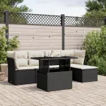 Set mobilier de grădină cu perne, 6 piese, negru, poliratan GartenMobel Dekor