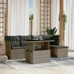Set mobilier grădină cu perne, 6 piese, gri, poliratan GartenMobel Dekor