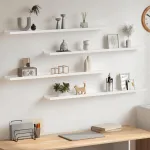 Rafturi de perete, 4 buc., alb, 100x9x3 cm GartenMobel Dekor