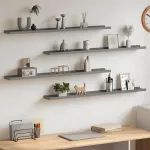 Rafturi de perete, 4 buc., gri, 100x9x3 cm GartenMobel Dekor