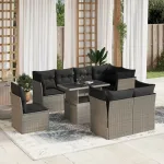 Set canapele de grădină cu perne, 9 piese gri deschis poliratan GartenMobel Dekor