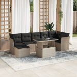 Set mobilier de grădină cu perne, 8 piese gri deschis poliratan GartenMobel Dekor