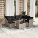 Set mobilier de grădină cu perne, 8 piese gri deschis poliratan GartenMobel Dekor
