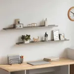 Rafturi de perete, 2 buc., gri beton, 100x9x3 cm GartenMobel Dekor