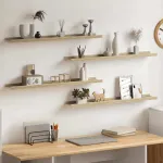 Rafturi de perete, 4 buc., alb și stejar sonoma, 80x9x3 cm GartenMobel Dekor