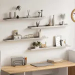 Rafturi de perete, 4 buc., gri beton, 80x9x3 cm GartenMobel Dekor