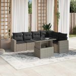 Set canapele de grădină cu perne, 7piese gri deschis poliratan GartenMobel Dekor