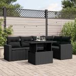 Set mobilier de grădină cu perne, 6 piese, negru, poliratan GartenMobel Dekor
