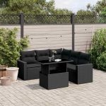Set mobilier de grădină cu perne, 6 piese, negru, poliratan GartenMobel Dekor