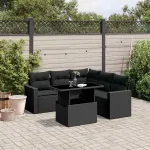 Set mobilier de grădină cu perne, 6 piese, negru, poliratan GartenMobel Dekor