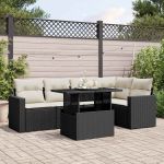 Set mobilier de grădină cu perne, 6 piese, negru, poliratan GartenMobel Dekor