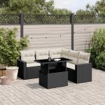 Set mobilier de grădină cu perne, 6 piese, negru, poliratan GartenMobel Dekor