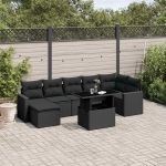 Set mobilier de grădină cu perne, 8 piese, negru, poliratan GartenMobel Dekor