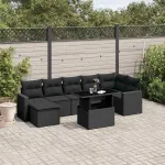 Set mobilier de grădină cu perne, 8 piese, negru, poliratan GartenMobel Dekor