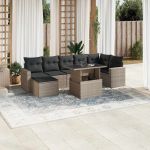 Set mobilier de grădină cu perne, 8 piese gri deschis poliratan GartenMobel Dekor