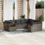 Set mobilier de grădină cu perne, 10 piese, gri, poliratan GartenMobel Dekor