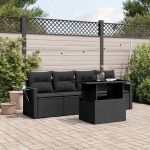 Set mobilier de grădină cu perne, 5 piese, negru, poliratan GartenMobel Dekor