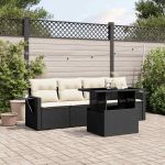 Set mobilier de grădină cu perne, 5 piese, negru, poliratan GartenMobel Dekor