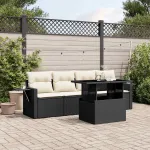 Set mobilier de grădină cu perne, 5 piese, negru, poliratan GartenMobel Dekor