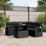 Set mobilier de grădină cu perne, 6 piese, negru, poliratan GartenMobel Dekor