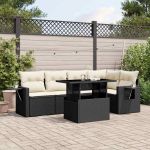Set mobilier de grădină cu perne, 6 piese, negru, poliratan GartenMobel Dekor