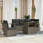 Set mobilier grădină cu perne, 6 piese, gri, poliratan GartenMobel Dekor