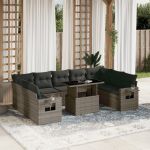 Set mobilier de grădină cu perne, 10 piese, gri, poliratan GartenMobel Dekor