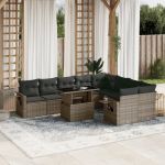 Set mobilier de grădină cu perne, 10 piese, gri, poliratan GartenMobel Dekor