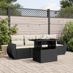 Set mobilier de grădină cu perne, 5 piese, negru, poliratan GartenMobel Dekor