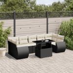 Set mobilier de grădină cu perne, 8 piese, negru, poliratan GartenMobel Dekor