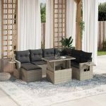 Set mobilier de grădină cu perne, 8 piese gri deschis poliratan GartenMobel Dekor