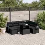 Set mobilier de grădină cu perne, 9 piese, negru, poliratan GartenMobel Dekor