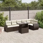 Set canapele de grădină cu perne, 7 piese, maro, poliratan GartenMobel Dekor