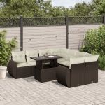 Set canapele de grădină cu perne, 9 piese, maro, poliratan GartenMobel Dekor