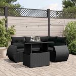 Set mobilier de grădină cu perne, 5 piese, negru, poliratan GartenMobel Dekor