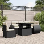 Set mobilier de grădină cu perne, 6 piese, negru, poliratan GartenMobel Dekor