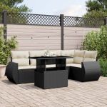 Set mobilier de grădină cu perne, 6 piese, negru, poliratan GartenMobel Dekor