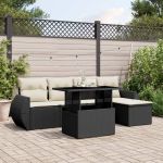 Set mobilier de grădină cu perne, 6 piese, negru, poliratan GartenMobel Dekor