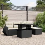 Set mobilier de grădină cu perne, 6 piese, negru, poliratan GartenMobel Dekor