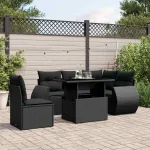 Set mobilier de grădină cu perne, 6 piese, negru, poliratan GartenMobel Dekor